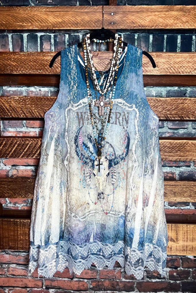 GYPSY WESTERN TOP LAYERING EXTENDER SLIP LACE DRESS