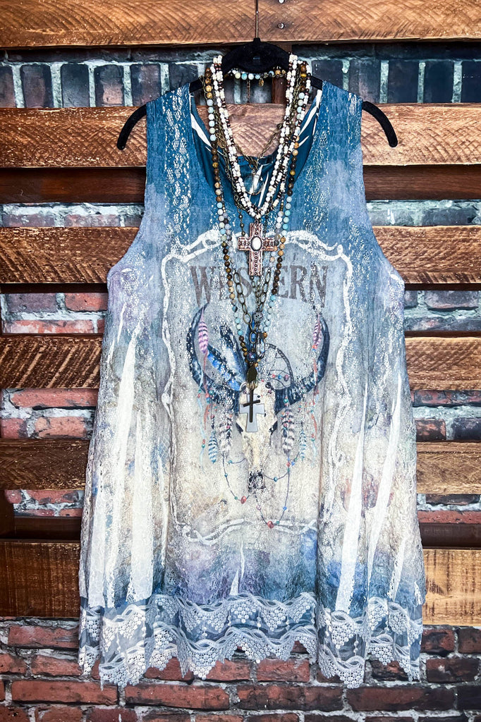 GYPSY WESTERN TOP LAYERING EXTENDER SLIP LACE DRESS