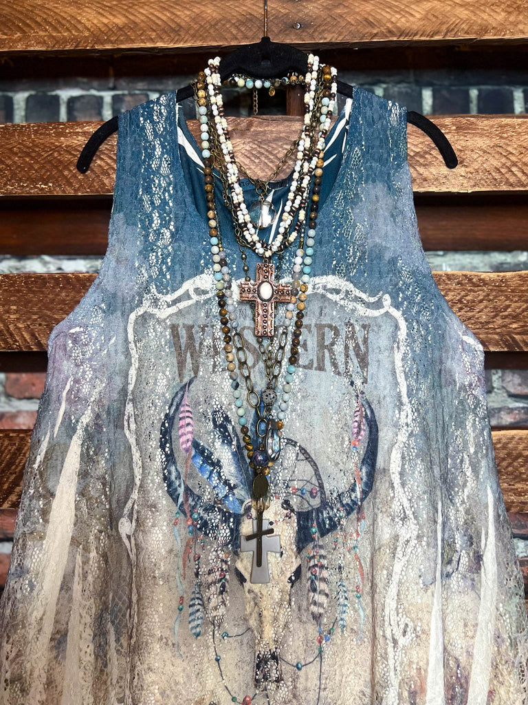 GYPSY WESTERN TOP LAYERING EXTENDER SLIP LACE DRESS