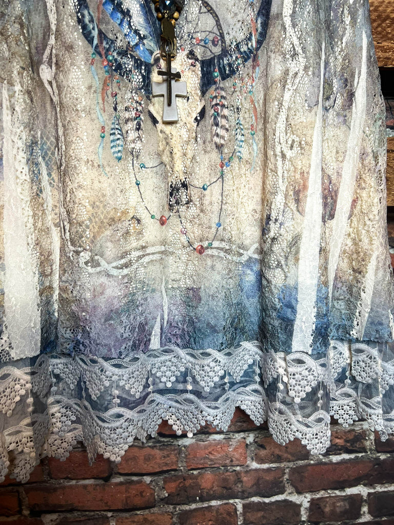 GYPSY WESTERN TOP LAYERING EXTENDER SLIP LACE DRESS