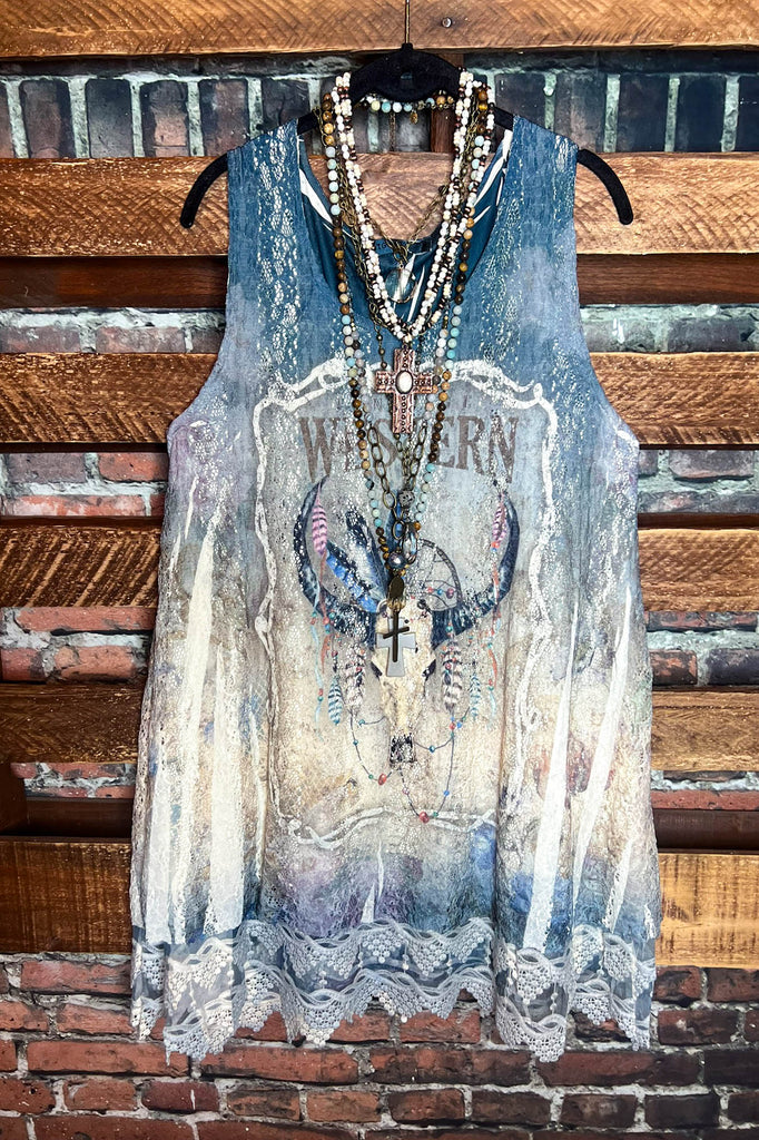 GYPSY WESTERN TOP LAYERING EXTENDER SLIP LACE DRESS