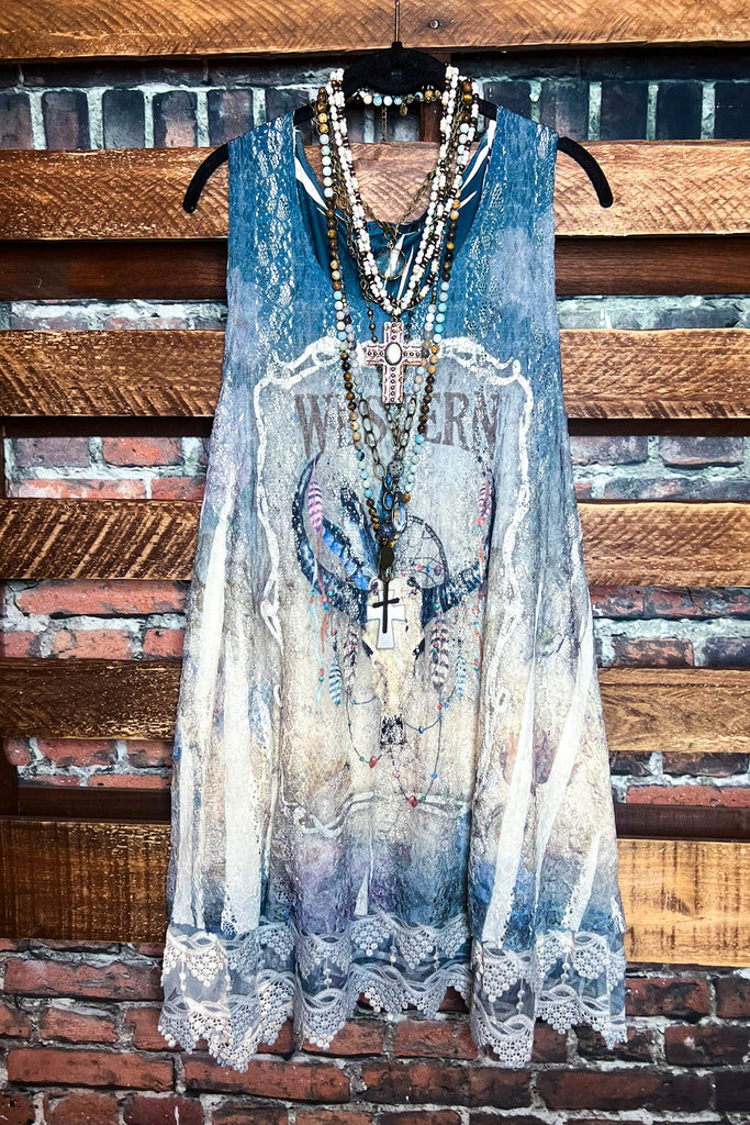 GYPSY WESTERN TOP LAYERING EXTENDER SLIP LACE DRESS