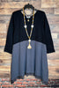 16 - 26 SIZE - NEW BEGINNINGS EMPIRE WAIST DRESS TUNIC BLACK & GRAY-------SALE