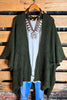Take It Easy Oversized Cozy Chunky Pocket Ruana Cardigan in Dark Olive