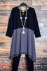 16 - 26 SIZE - NEW BEGINNINGS EMPIRE WAIST DRESS TUNIC BLACK & GRAY-------SALE