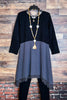 16 - 26 SIZE - NEW BEGINNINGS EMPIRE WAIST DRESS TUNIC BLACK & GRAY-------SALE