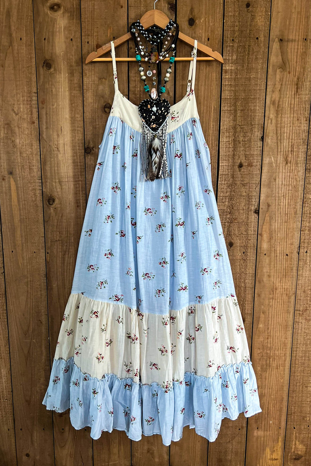 Afternoon Garden Views Dress - 100% Cotton Sky Blue