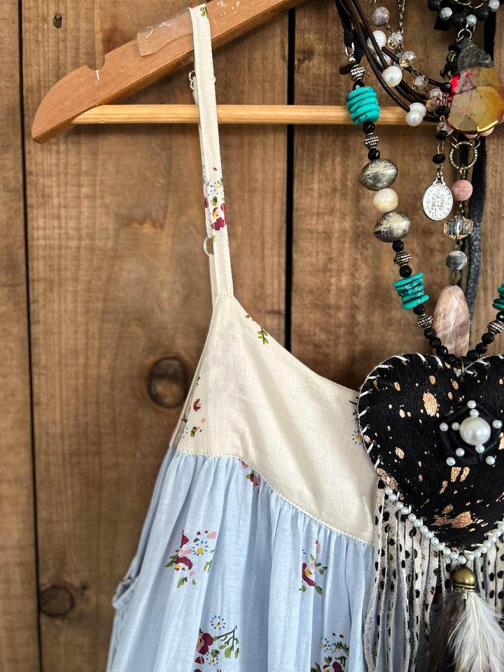 Afternoon Garden Views Dress - 100% Cotton Sky Blue