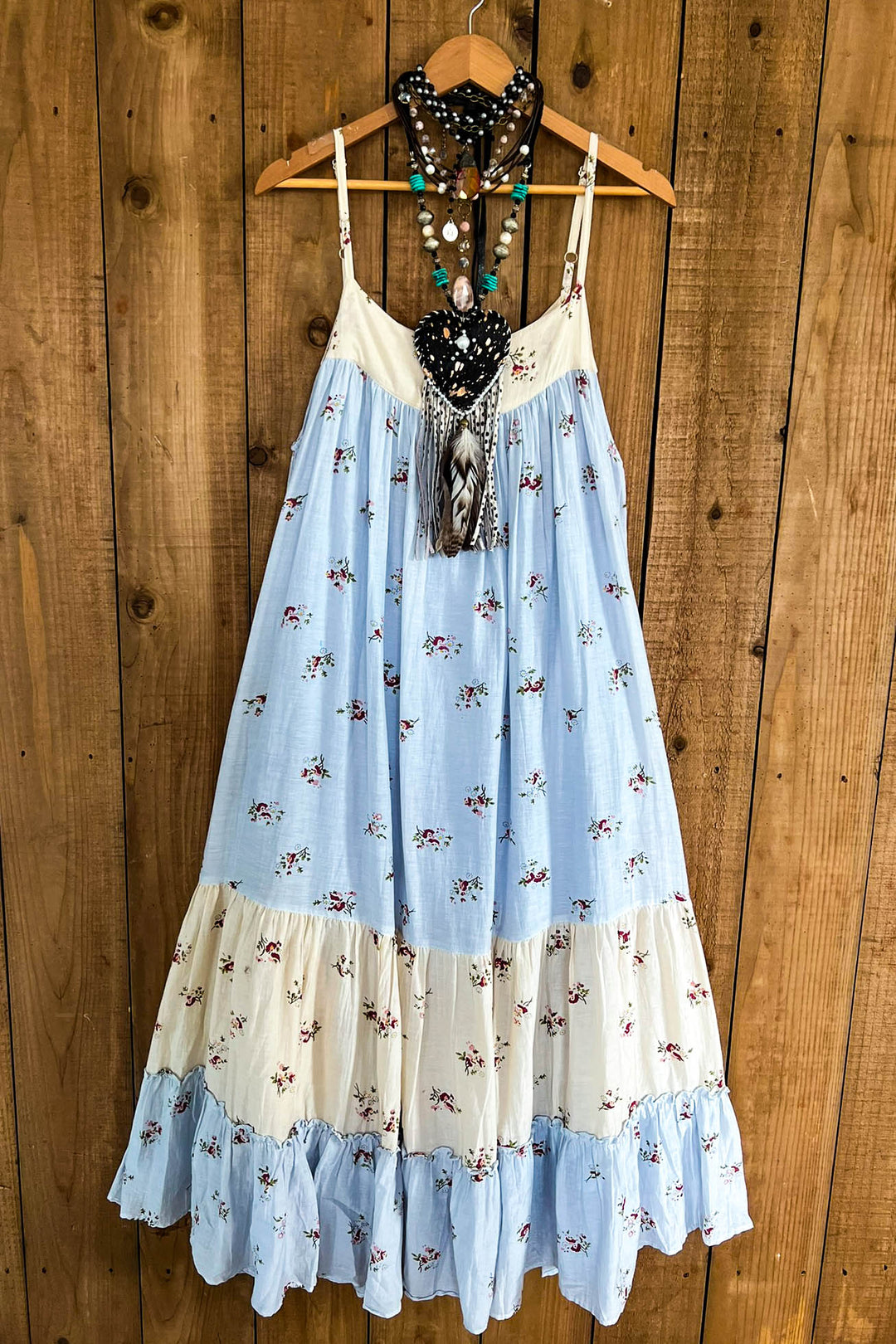 Afternoon Garden Views Dress - 100% Cotton Sky Blue