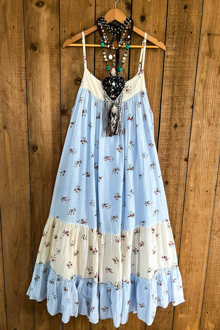 Afternoon Garden Views Dress - 100% Cotton Sky Blue