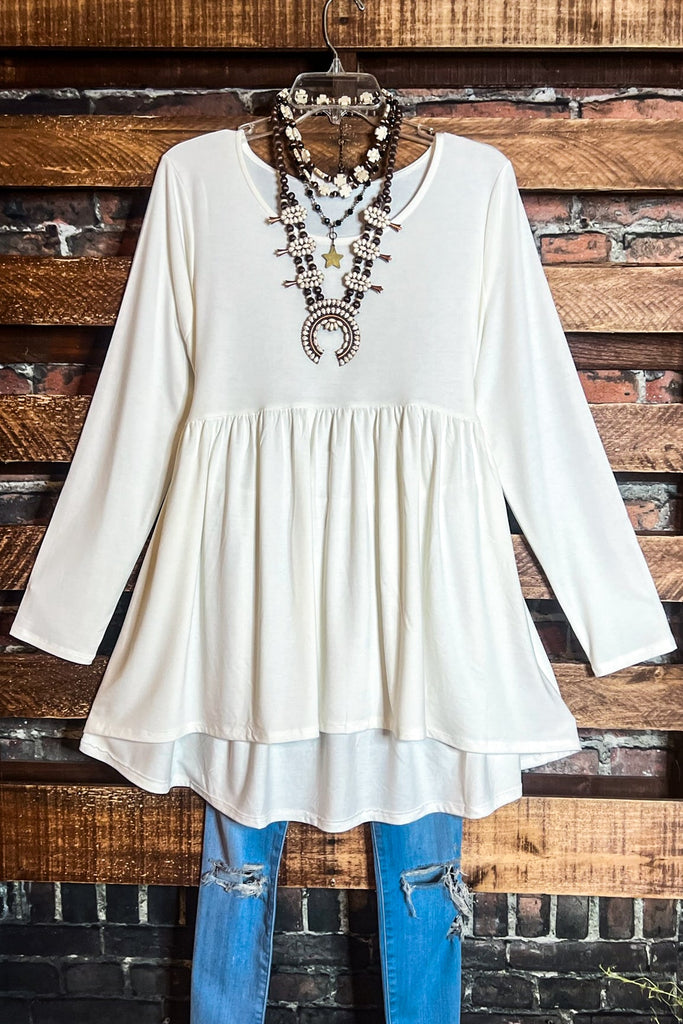 JUST THE SIMPLE THINGS BABYDOLL TOP IVORY
