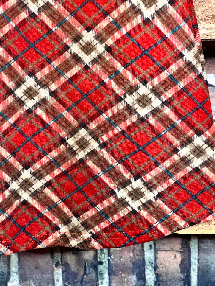 6-14 SIZE WALK THE LINE PLAID SWEATER DRESS LONG SLEEVE IN RED---------------SALE