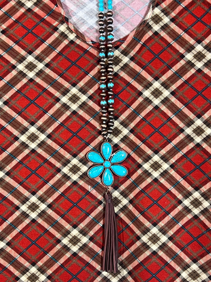 6-14 SIZE WALK THE LINE PLAID SWEATER DRESS LONG SLEEVE IN RED---------------SALE