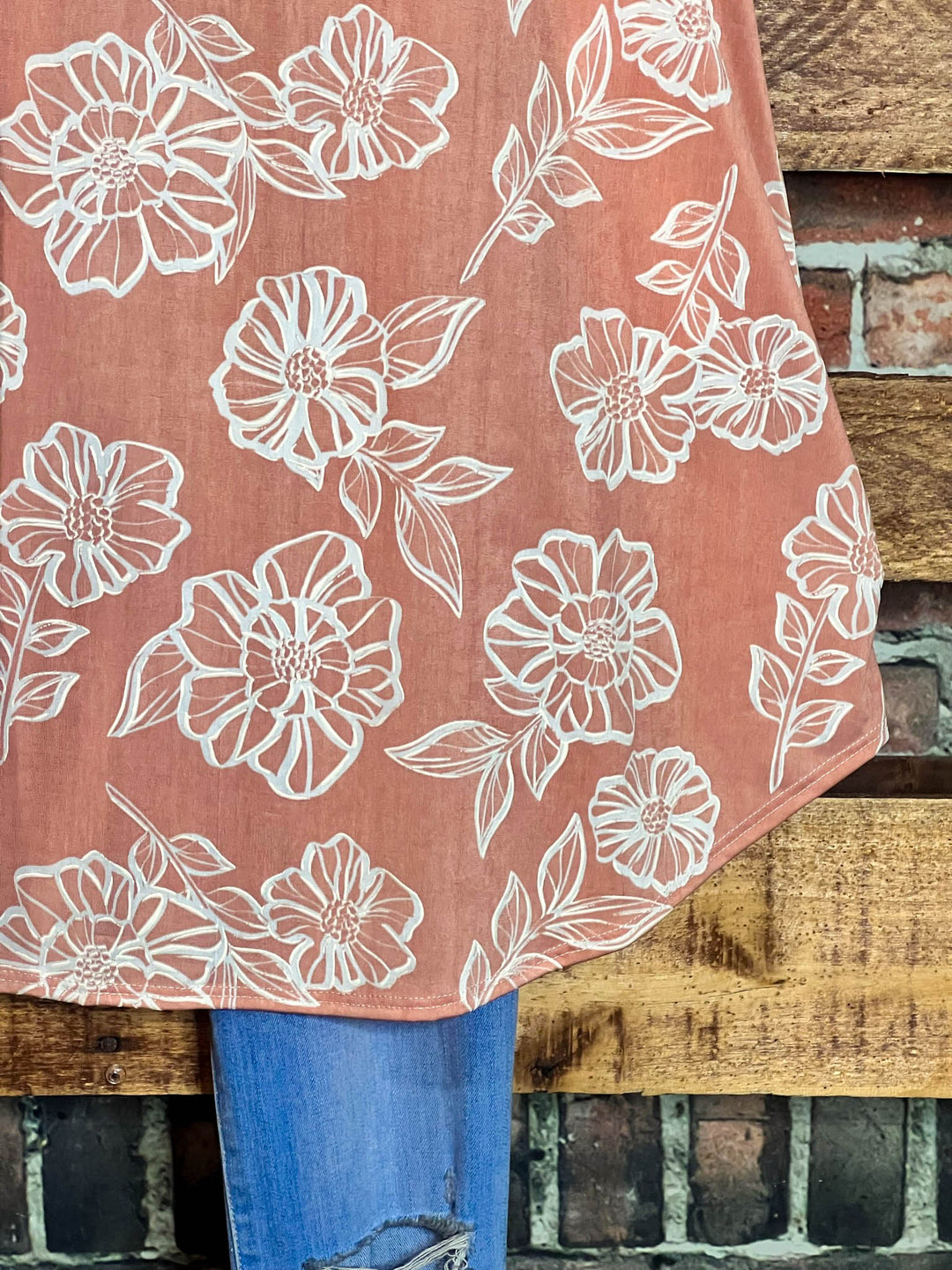 GOOD TIMES LYCRA FLORAL DRESS TUNIC - SALMON