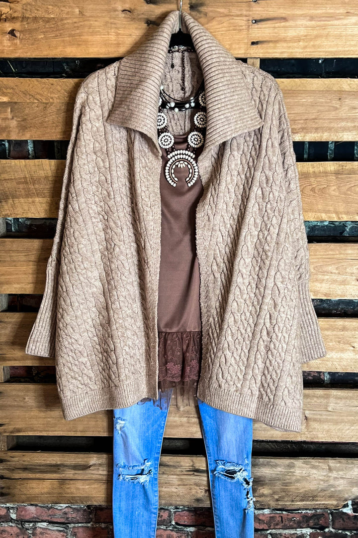 SOME KIND OF WONDERFUL COZY CARDIGAN IN BEIGE OATMEAL