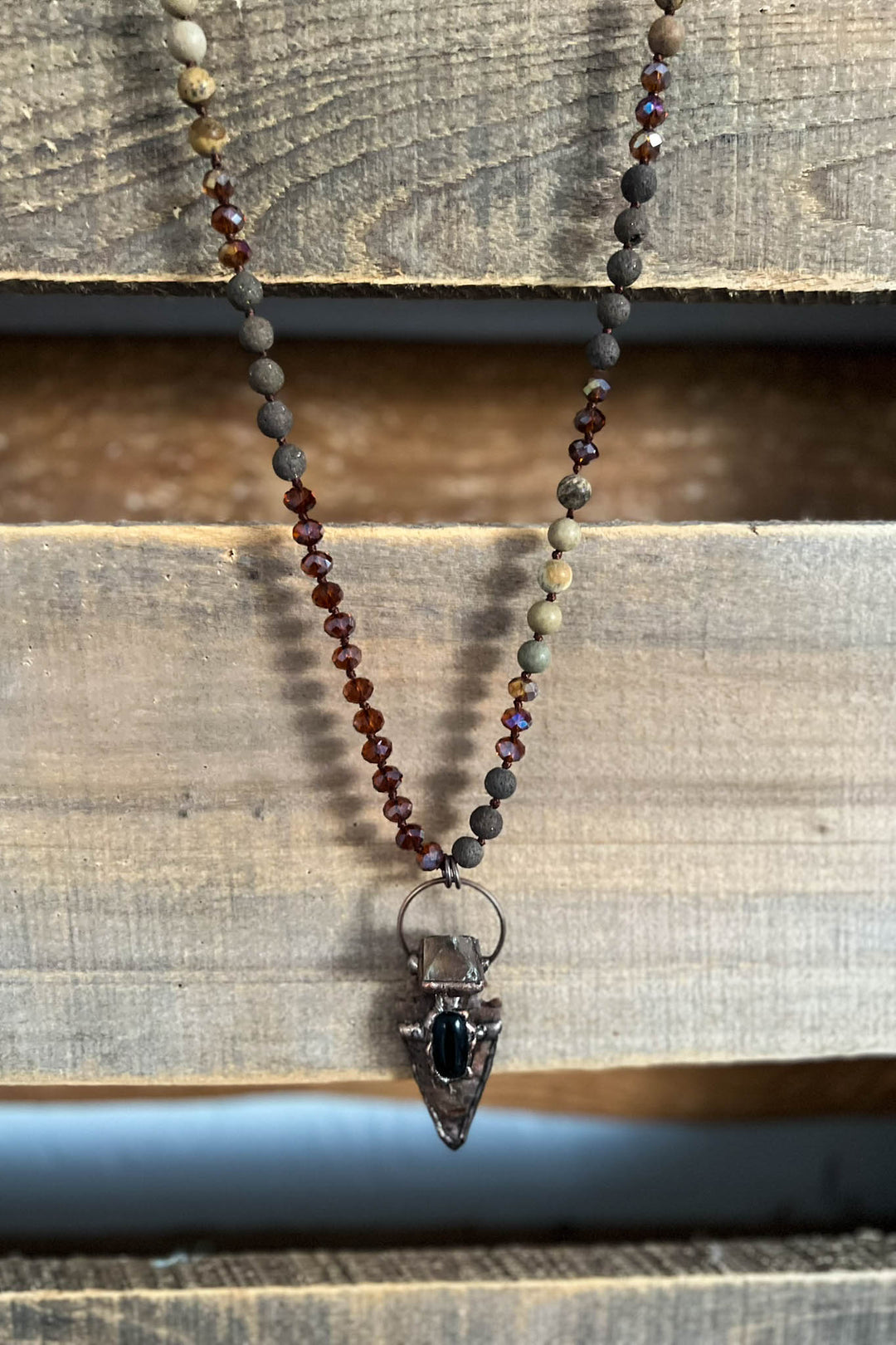 Hidden Trail Crystal Stone & Natural Beads Boho Necklace