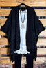Take It Easy Oversized Cozy Chunky Pocket Ruana Cardigan in Black