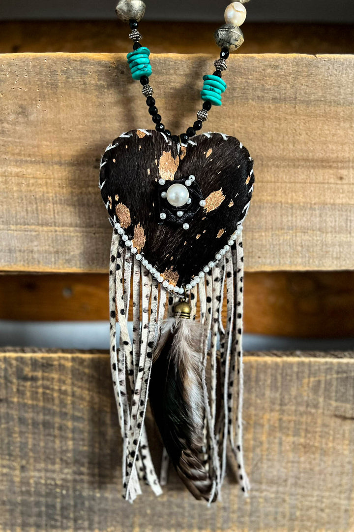 Heart Full of Soul Handcrafted Leather & Feather Necklace
