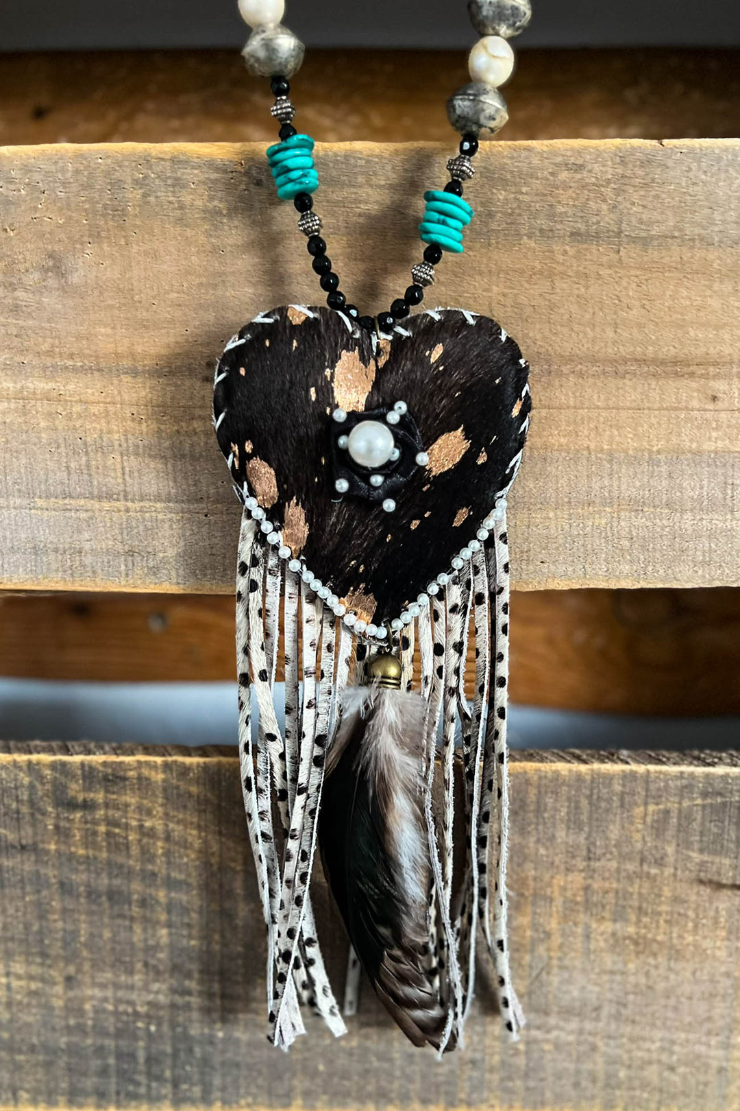 Heart Full of Soul Handcrafted Leather & Feather Necklace