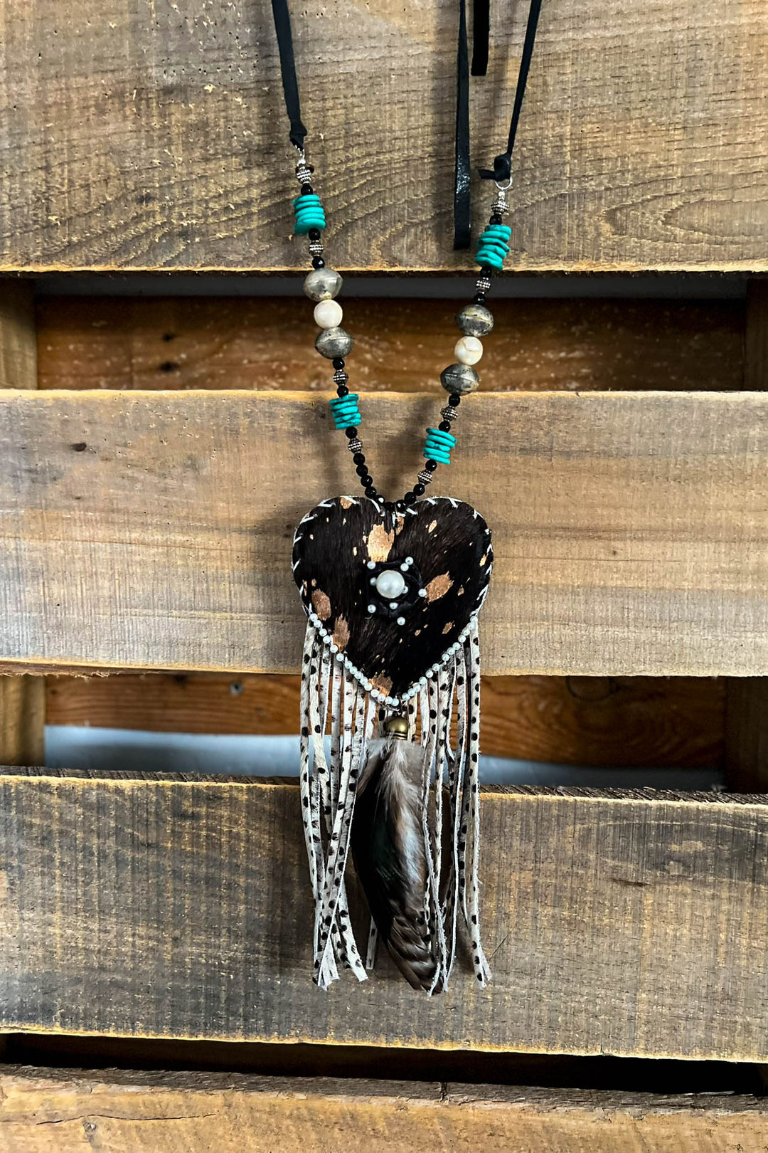 Heart Full of Soul Handcrafted Leather & Feather Necklace
