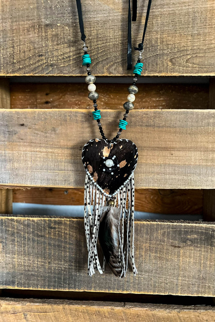 Heart Full of Soul Handcrafted Leather & Feather Necklace