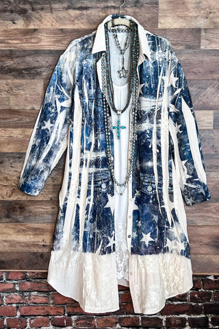 IT'S LOVE AT FIRST SIGHT NAVY FLORAL EMBROIDERED KIMONO