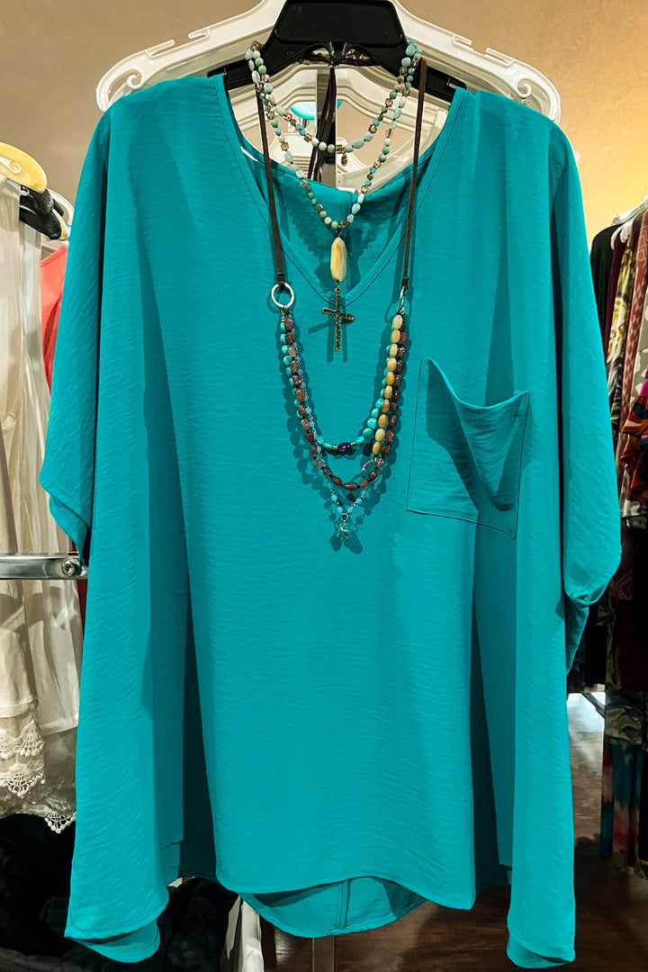 DOWNTOWN PRETTY STYLE COMFY OVERSIZED TEAL TUNIC