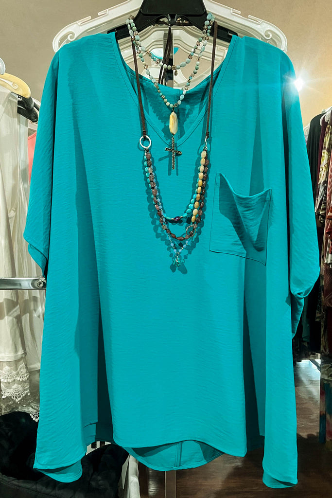 DOWNTOWN PRETTY STYLE COMFY OVERSIZED TEAL TUNIC