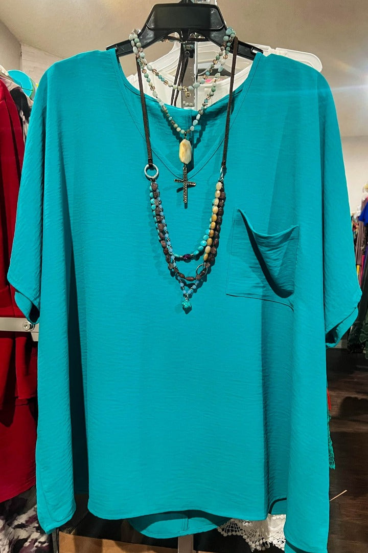 DOWNTOWN PRETTY STYLE COMFY OVERSIZED TEAL TUNIC