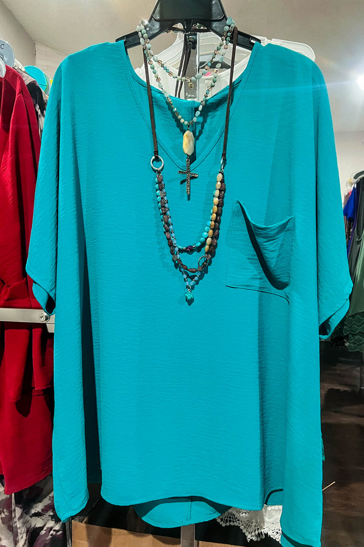 DOWNTOWN PRETTY STYLE COMFY OVERSIZED TEAL TUNIC
