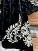 TIMELESS BEAUTY LUX VELVET EMBROIDERED KIMONO IN BLACK