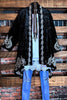 TIMELESS BEAUTY LUX VELVET EMBROIDERED KIMONO IN BLACK