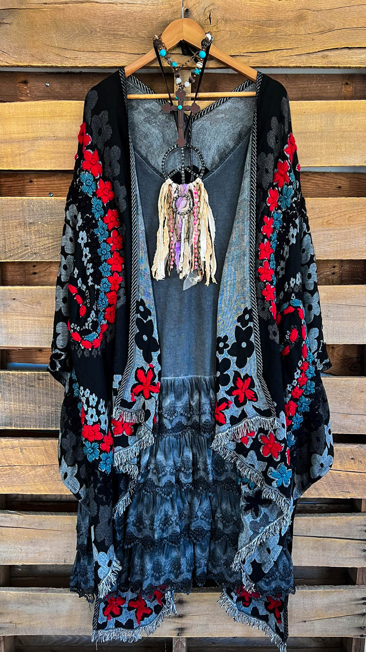 Red River 100% Wool Kimono Ruana - Natural Fabric