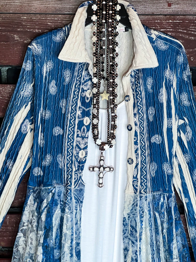 INDIGO MOON FAB PAISLEYS LACE CARDIGAN LONG JACKET