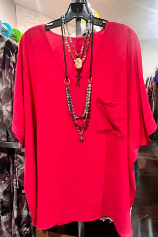 SECRETS OF THE HEART RED OVERSIZED TUNIC
