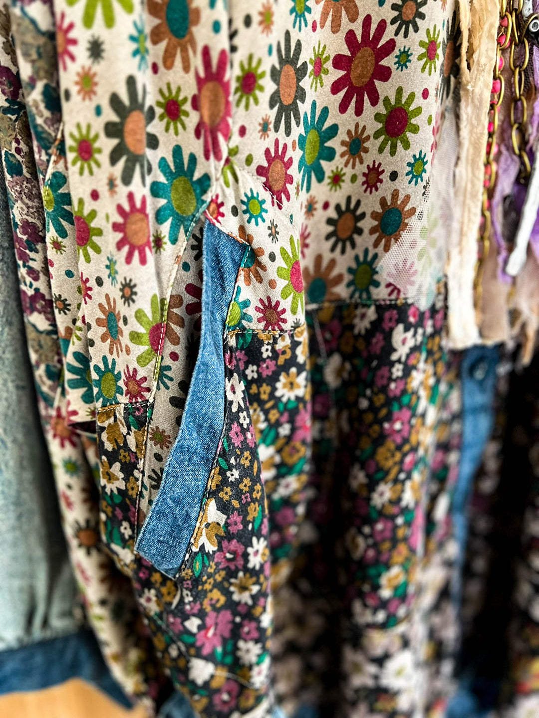 Drift Into Bloom Patchwork Oversized Top Jacket - 100% Cotton