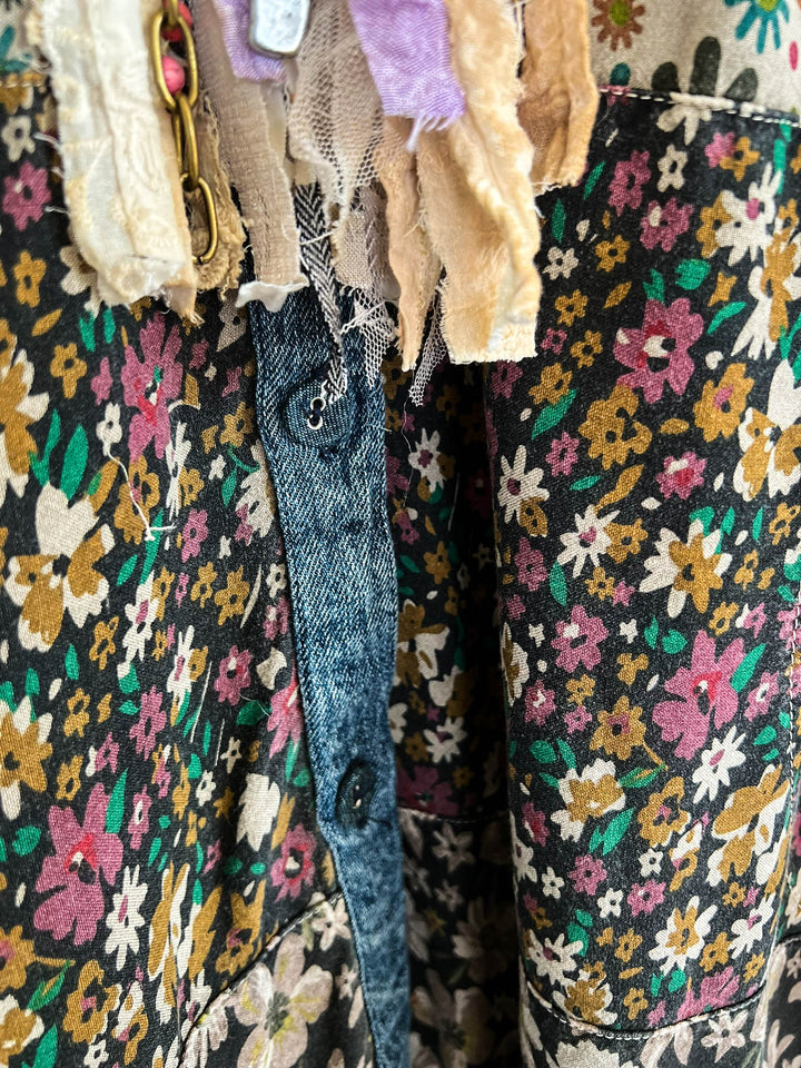 Drift Into Bloom Patchwork Oversized Top Jacket - 100% Cotton
