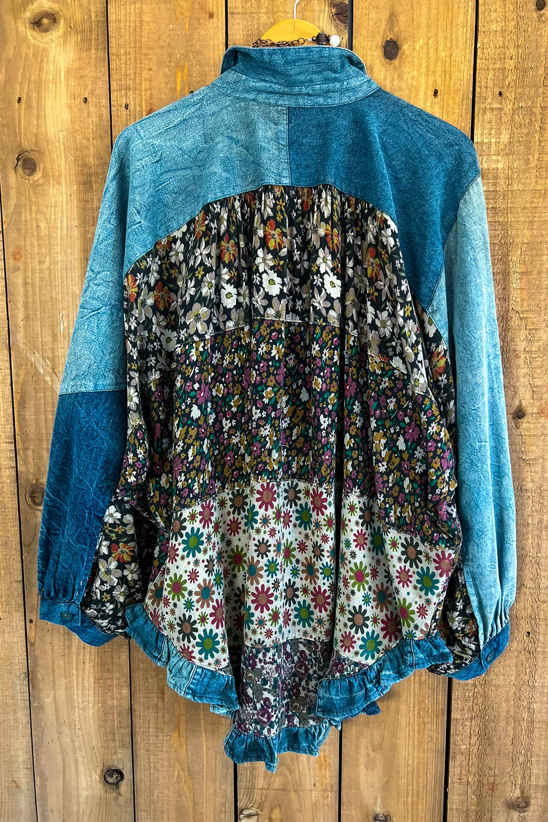 Drift Into Bloom Patchwork Oversized Top Jacket - 100% Cotton