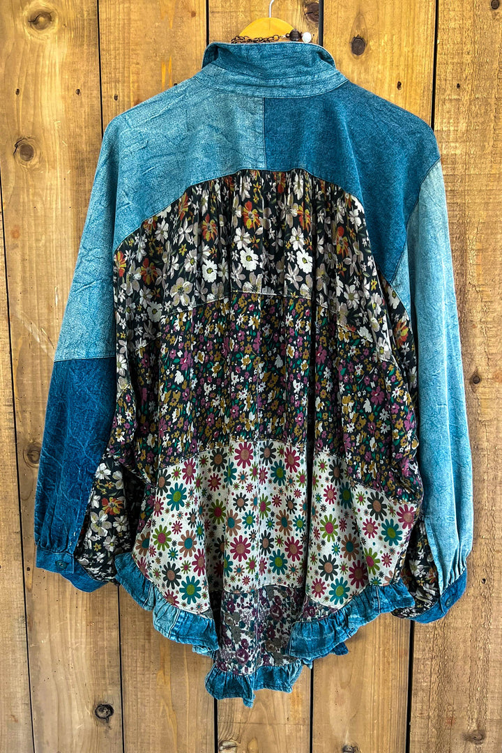 Drift Into Bloom Patchwork Oversized Top Jacket - 100% Cotton