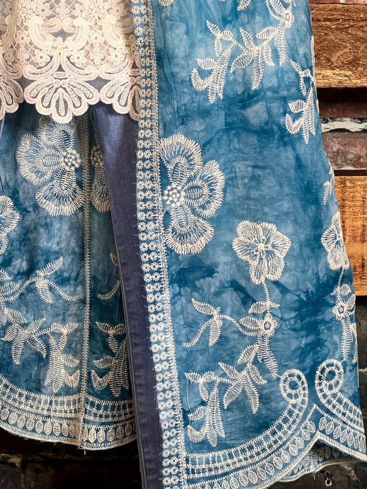 Le Bohemian Magic Dance Aqua Tie Dye Embroidered Kimono