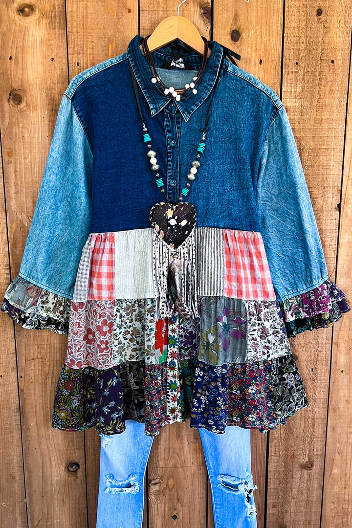 Willow Sky Top Patchwork Multi-Color