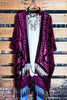 LA VIE BOHEME VELVET BURNOUT KIMONO BURGUNDY
