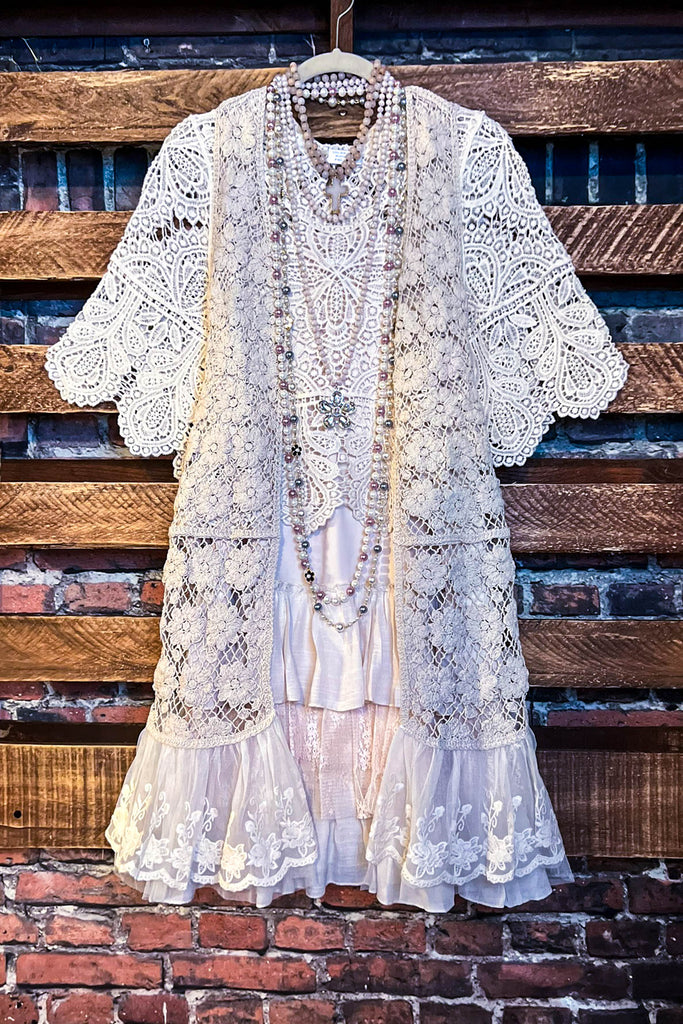 ALWAYS MY SWEETEST LOVE LACE AND CROCHET VEST IN BEIGE