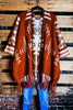 THE BRIGHTER SIDE BOHO RUANA CARDIGAN IN RUST
