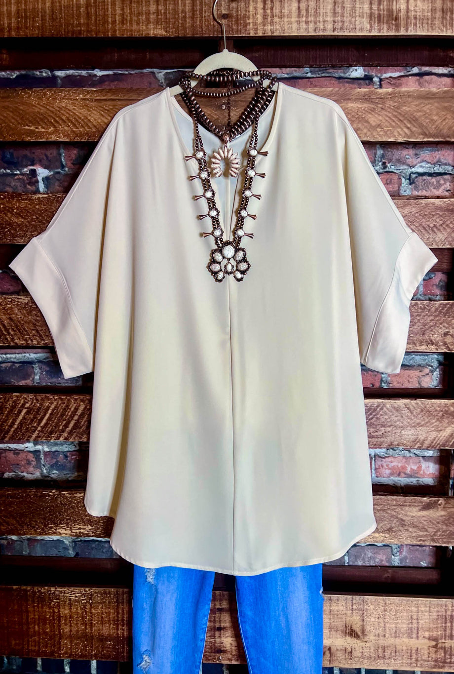 GOING OUT IN THE CITY BEIGE TUNIC