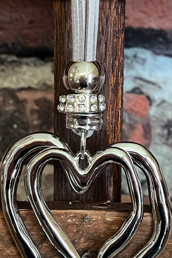 HEART ON HEART 02 PCS SET NECKLACE SILVER & GRAY COLOR