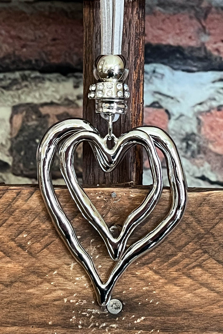 HEART ON HEART 02 PCS SET NECKLACE SILVER & GRAY COLOR