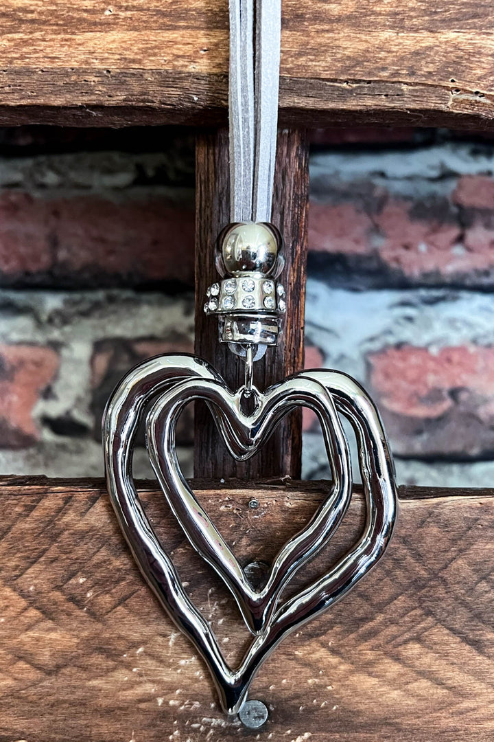 HEART ON HEART 02 PCS SET NECKLACE SILVER & GRAY COLOR