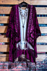 LA VIE BOHEME VELVET BURNOUT KIMONO BURGUNDY