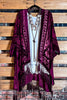LA VIE BOHEME VELVET BURNOUT KIMONO BURGUNDY